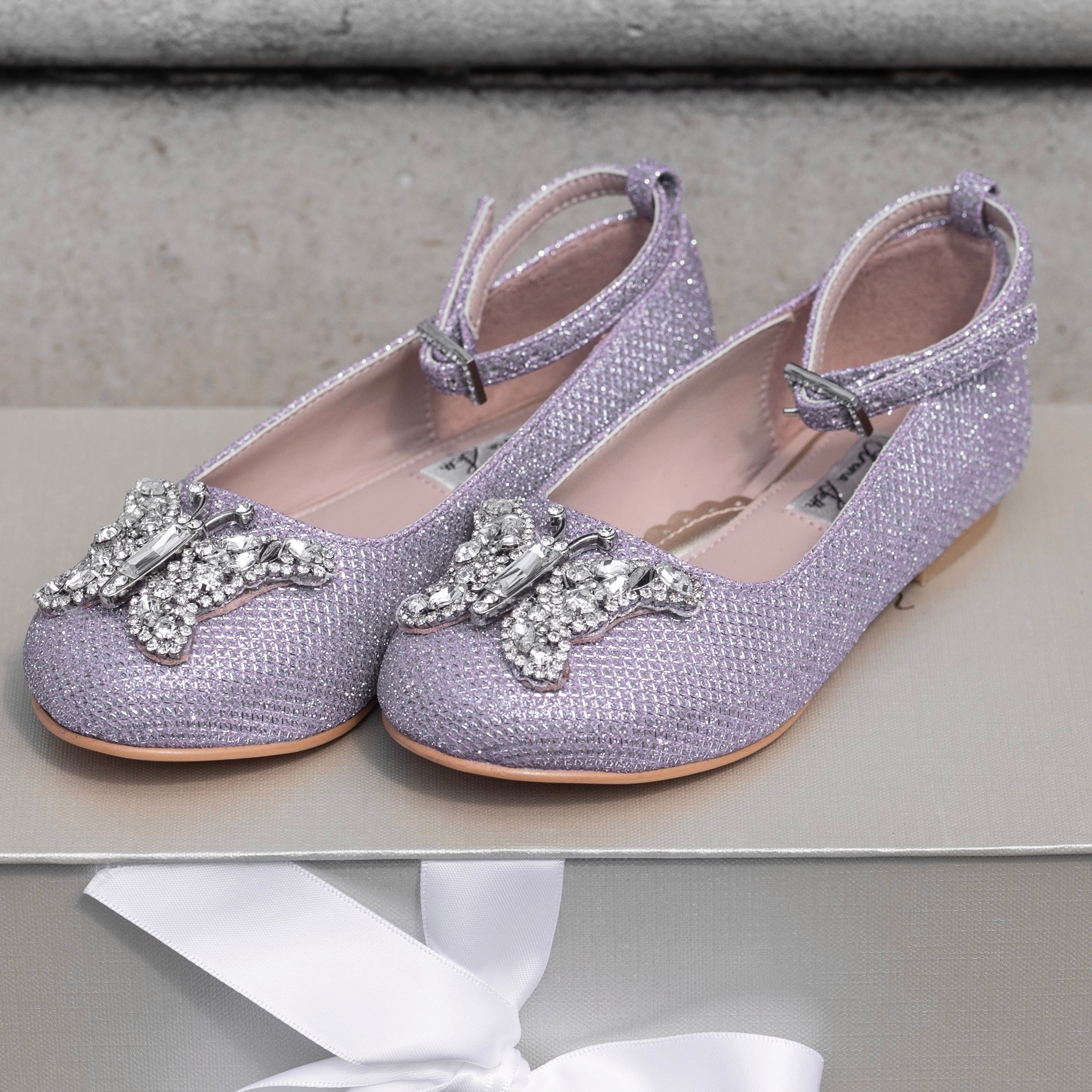 Angelina Butterfly Girls Shoes Lilac Sparkle