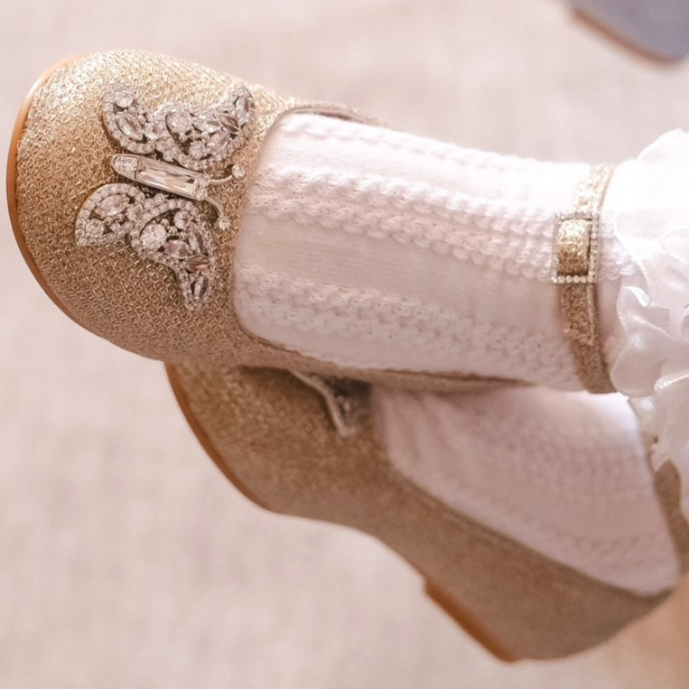 ANGELINA BUTTERFLY GIRLS SHOES GOLD SPARKLY