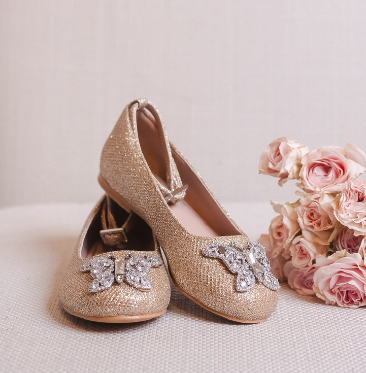 ANGELINA BUTTERFLY GIRLS SHOES GOLD SPARKLY