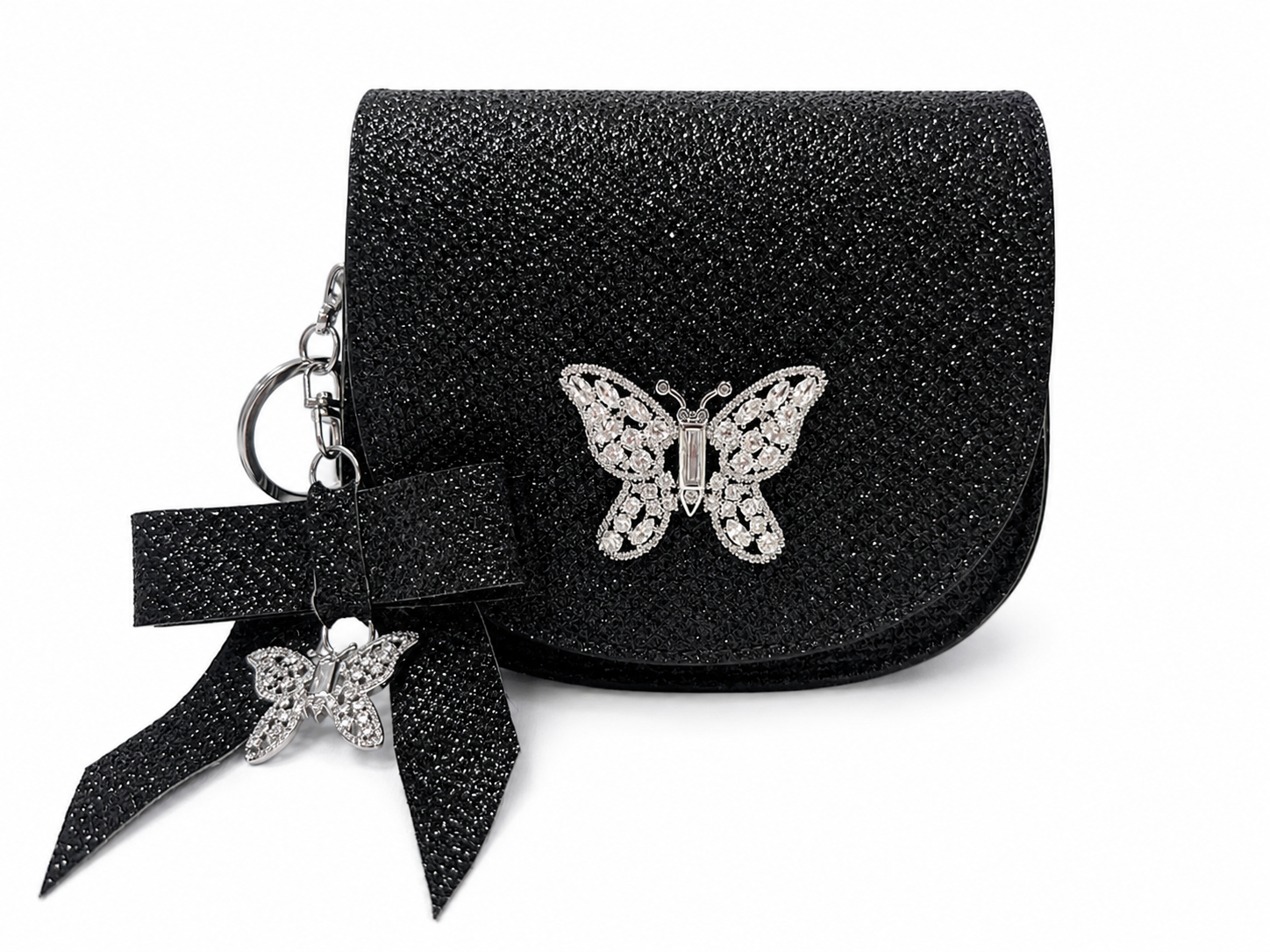 LUNA MINI BUTTERFLY Black SPARKLY BAG