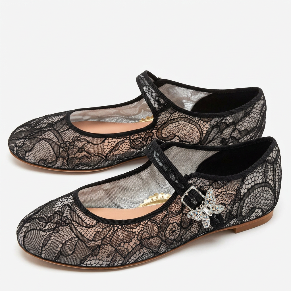 Lily Black Lace Butterfly Mary Jane’s