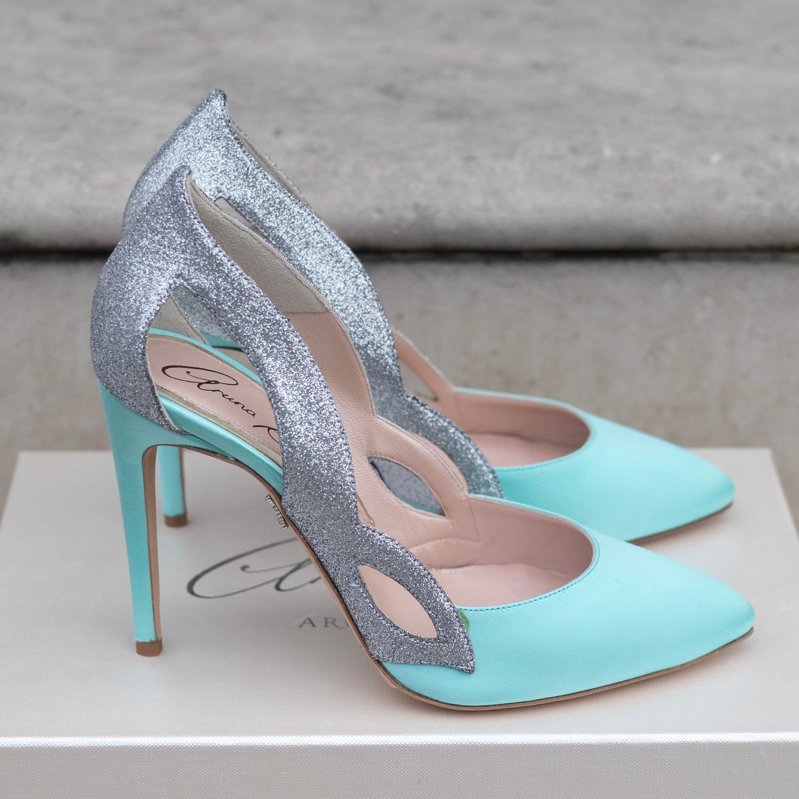 Cosmo Tiffany Blue Satin Heels