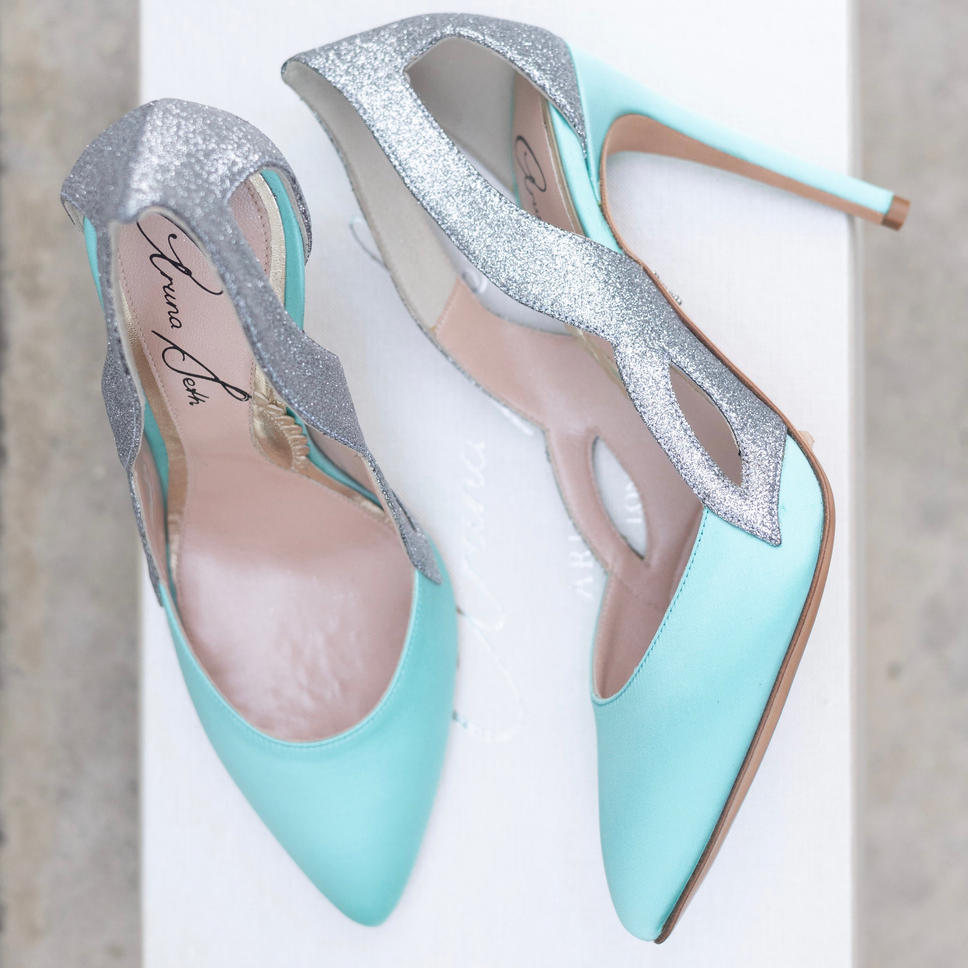 Cosmo Tiffany Blue Satin Heels