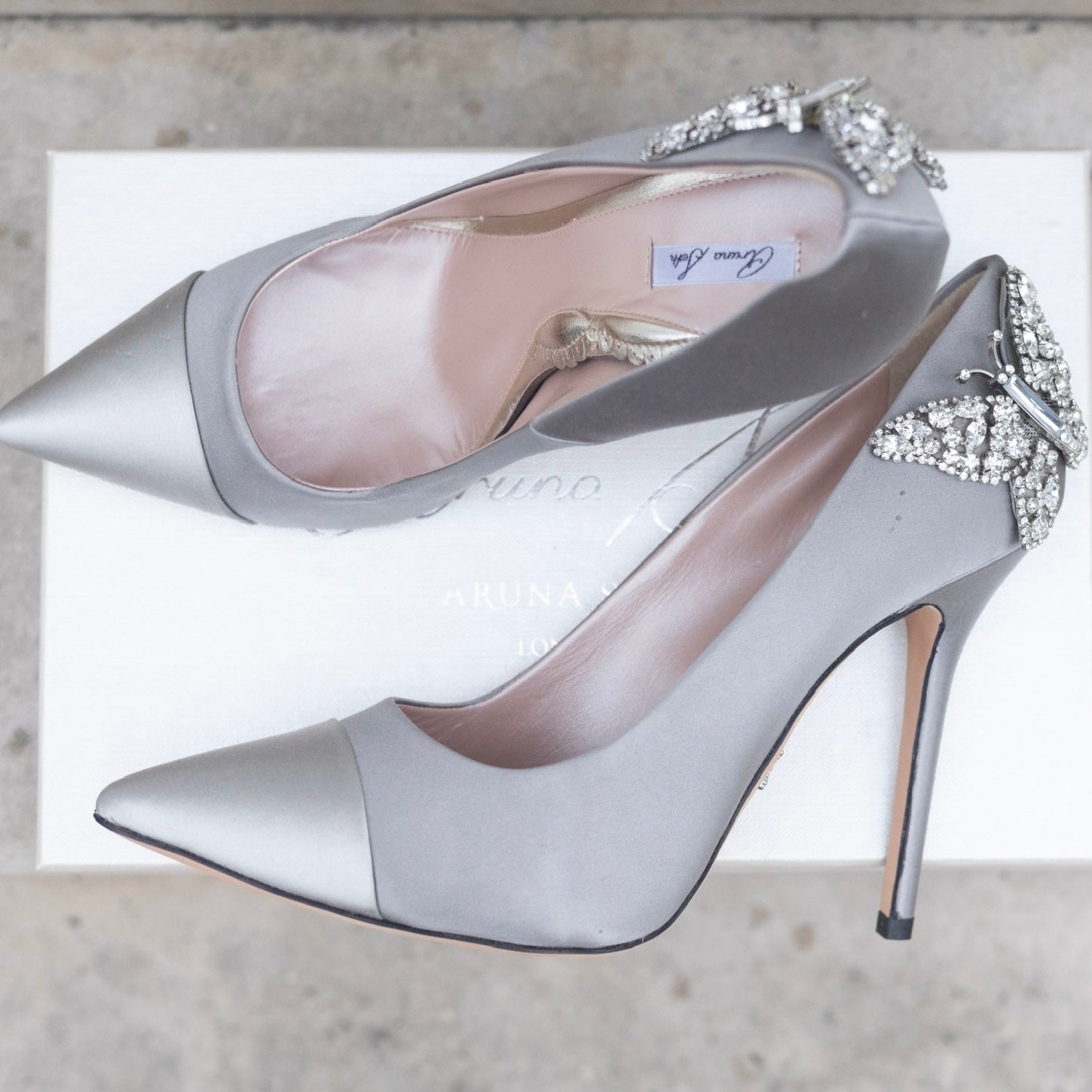 Aria Two Tone Silver Satin 100mm