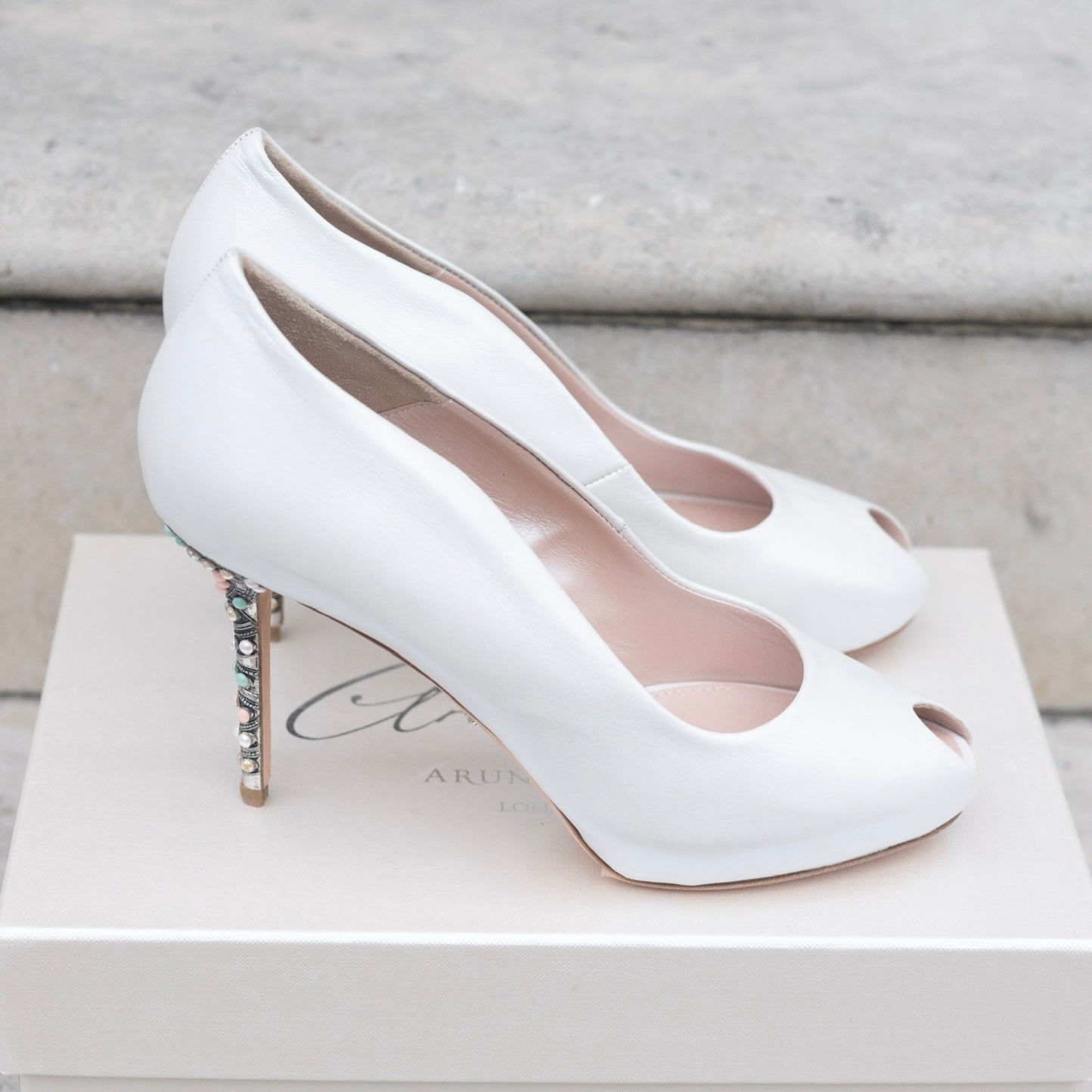 Candy Heel Ivory Pearlised Leather