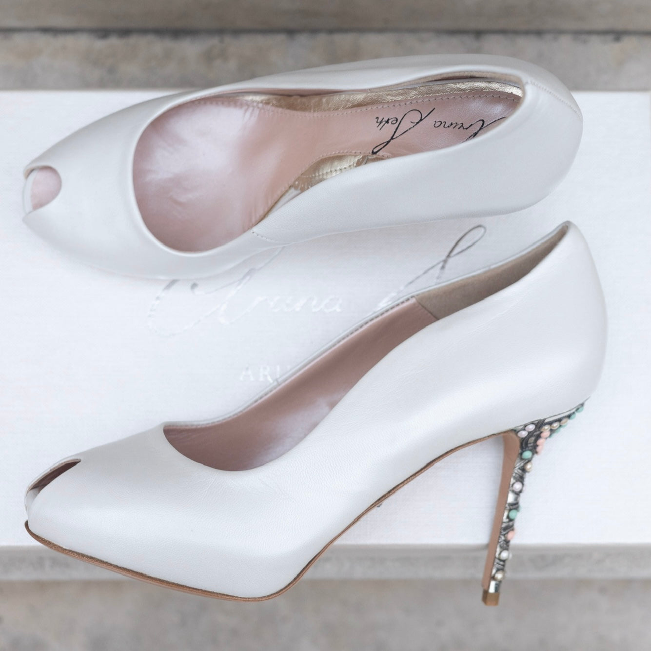 Candy Heel Ivory Pearlised Leather