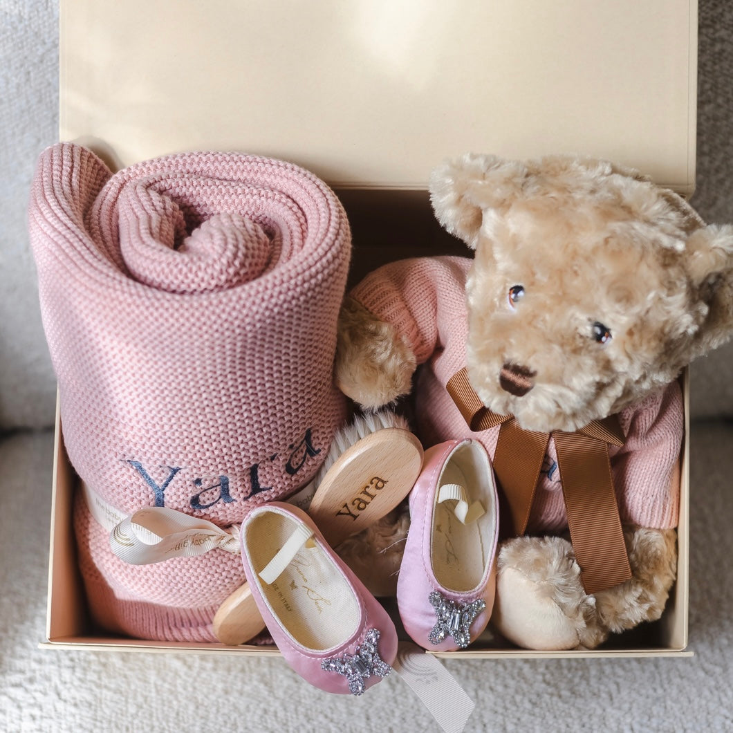 Luxury Pink Baby Gifts: The Baby Gifting Company X Aruna Seth