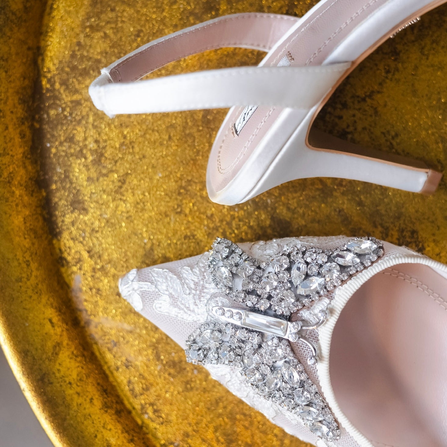 LOVE BUTTERFLY SLINGBACK HEELS IVORY LACE