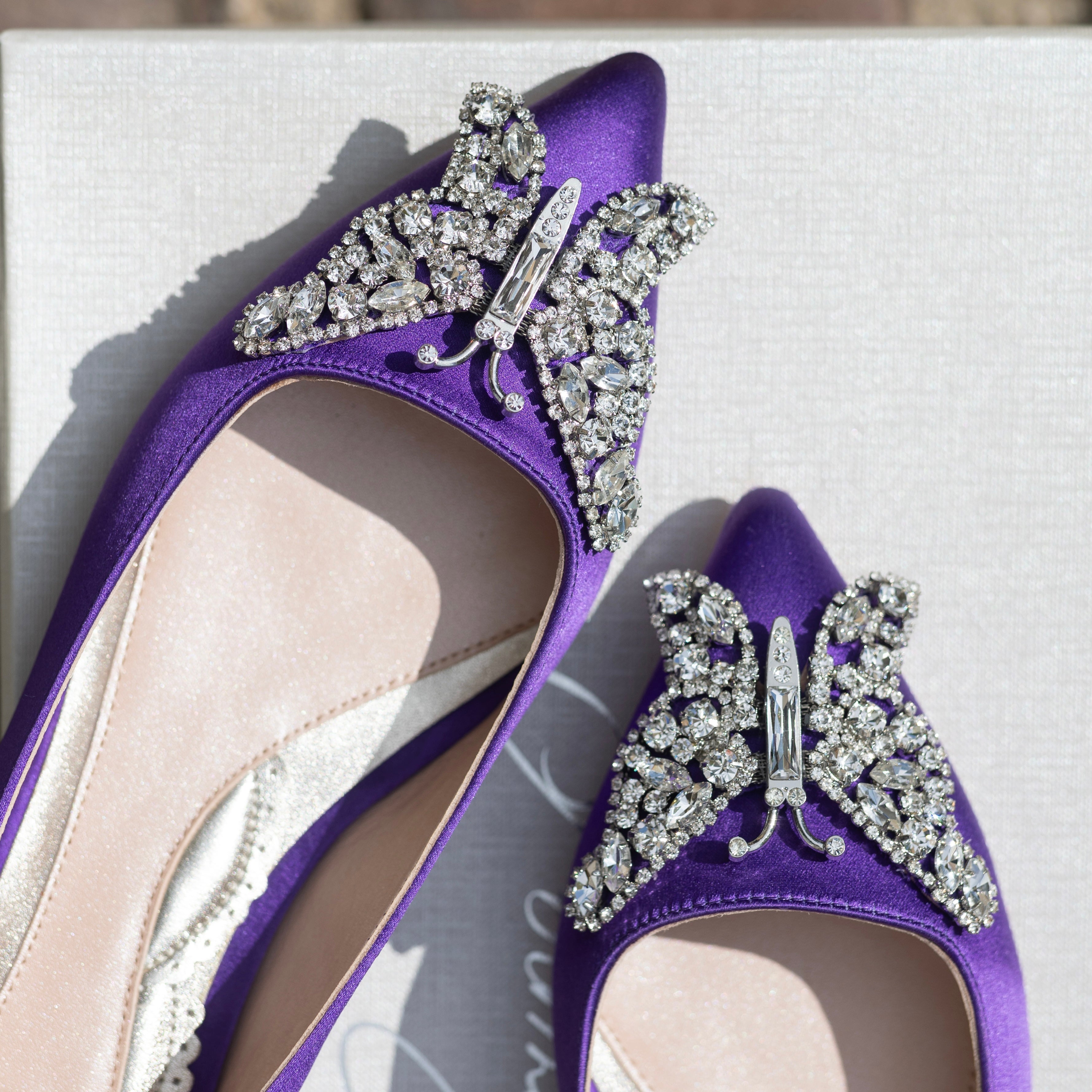 Eliana Butterfly Pointy Flats Violet Satin