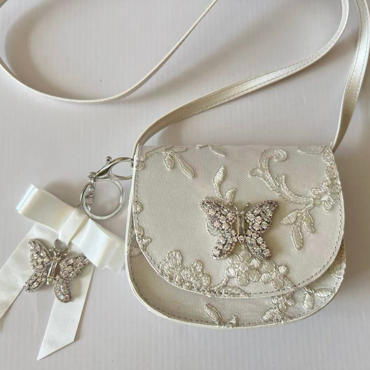 Luna Mini Butterfly Ivory Lace Bag