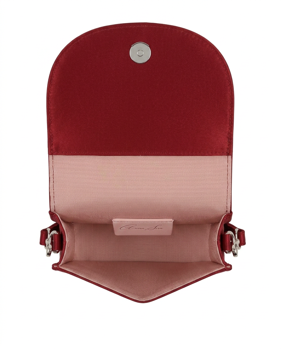 Luna Mini Butterfly Burgundy Satin Bag