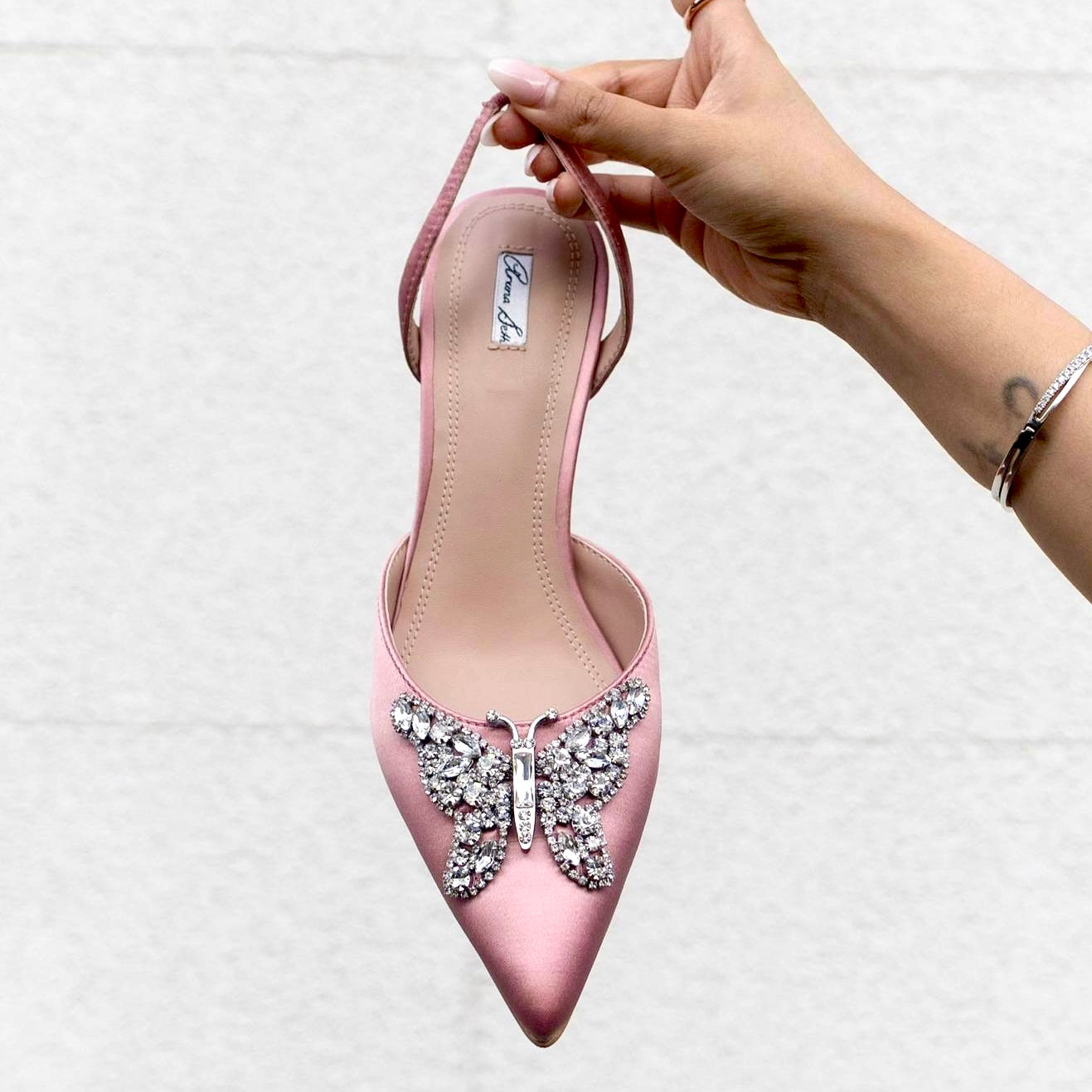 Love Butterfly Slingback Blush Satin