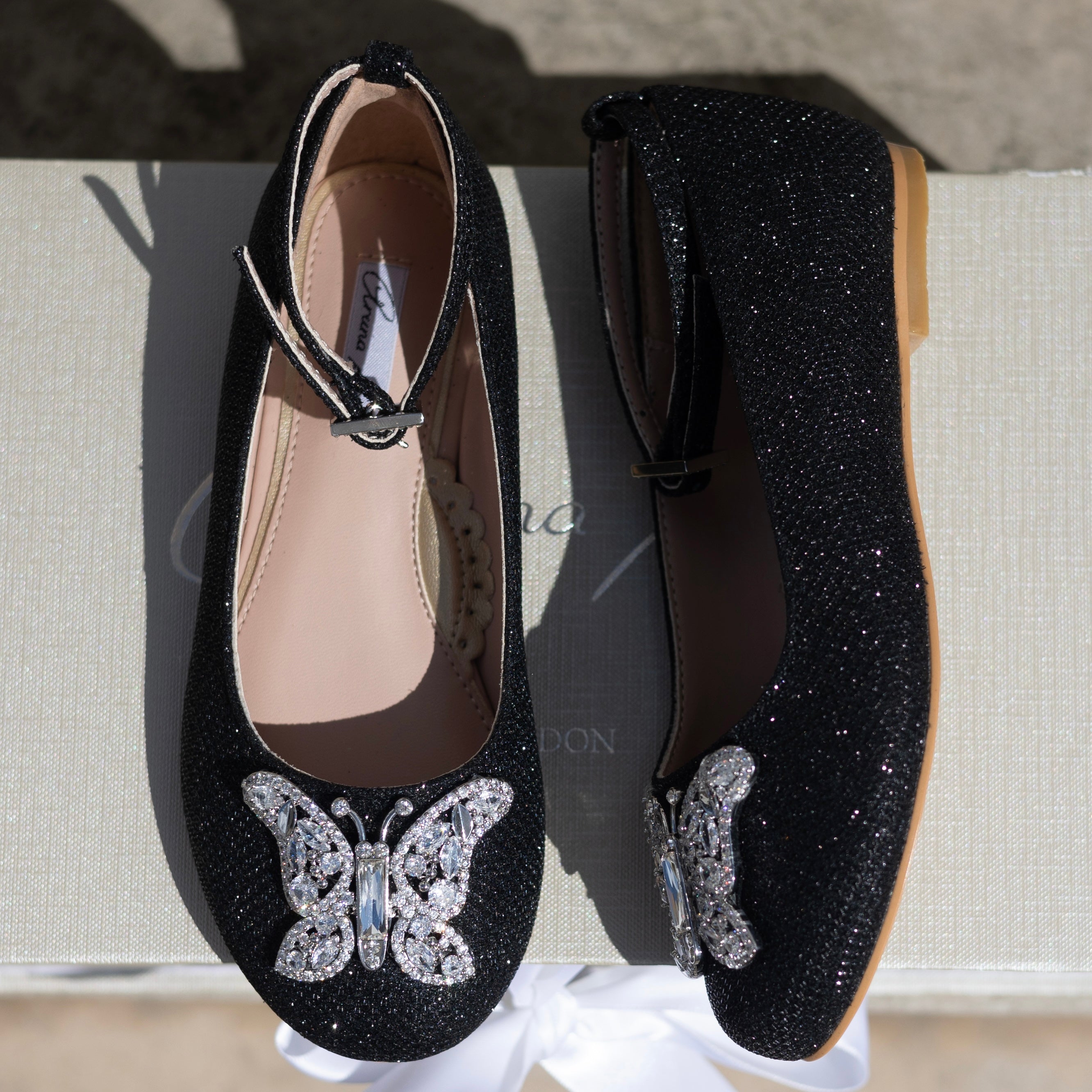 ANGELINA BUTTERFLY GIRLS SHOES BLACK SPARKLE