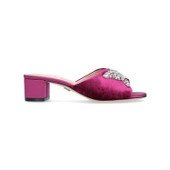 Angela Mules Block Heel Dark Pink Velvet