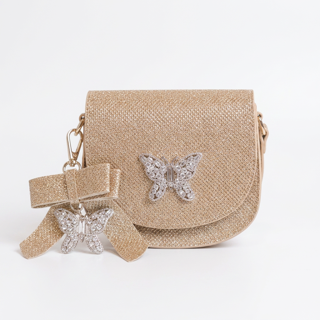 Luna Mini Butterfly Gold Sparkly Bag