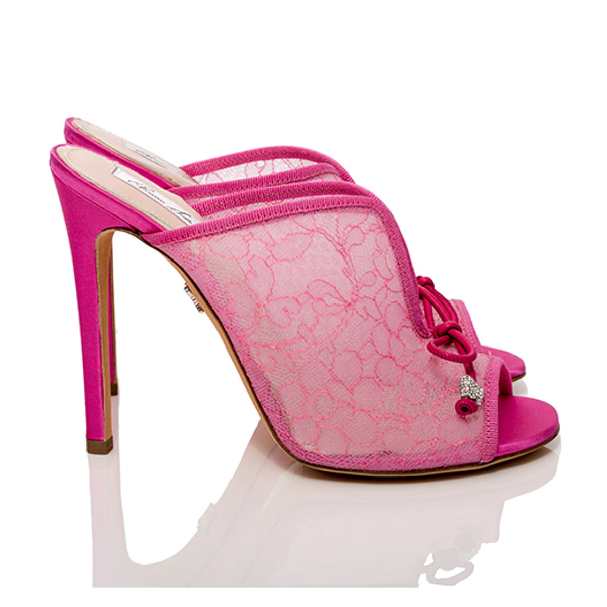 Kaia Hot Pink Lace Slip-On Mules