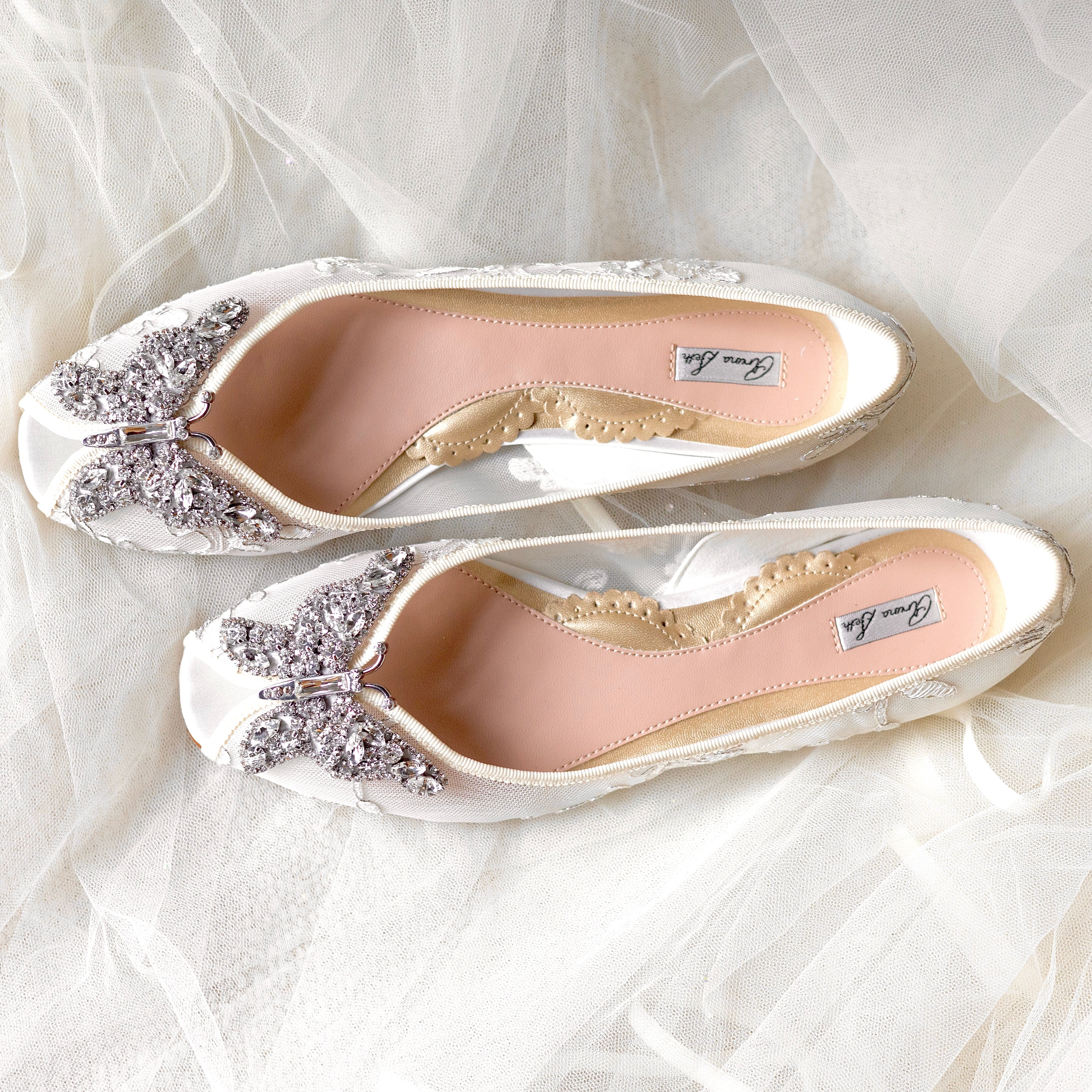 Liana Butterfly Open Toe Flats Ivory Lace