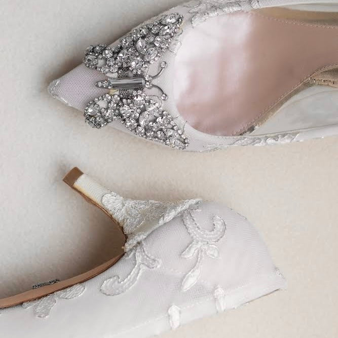 Grace Butterfly Heels Ivory Lace