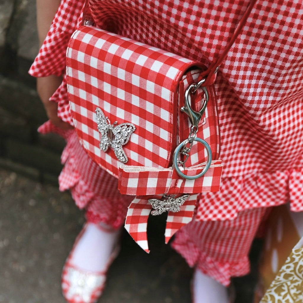 LUNA MINI BUTTERFLY RED GINGHAM BAG