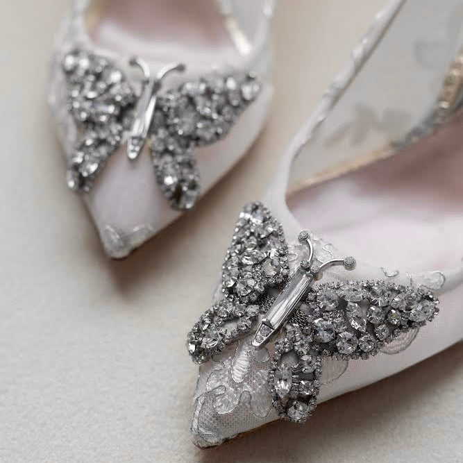 Grace Butterfly Heels Ivory Lace