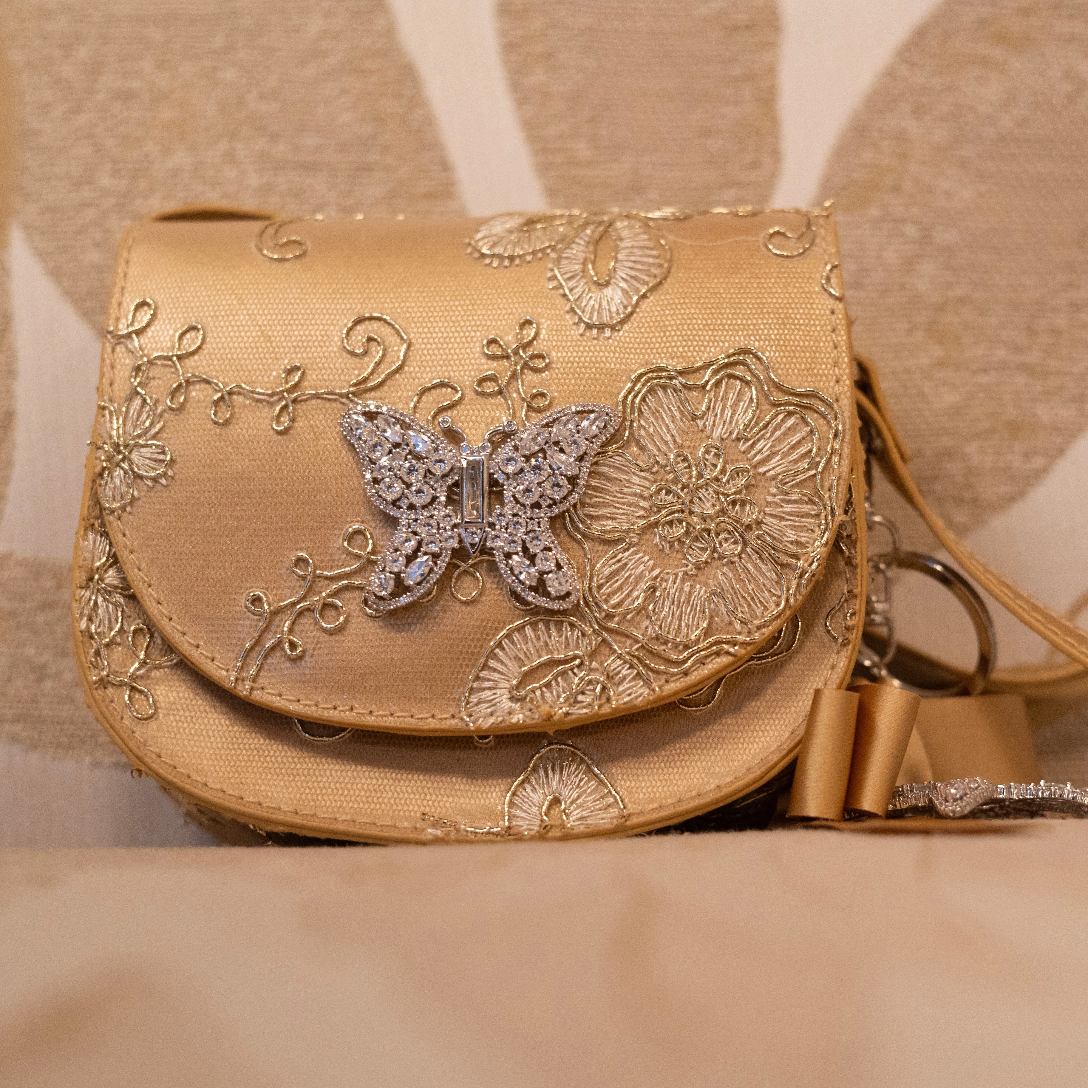 Luna Mini Butterfly Bag Gold Chantilly Lace