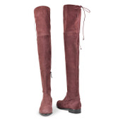 London Burgundy Over the Knee Flat Boots
