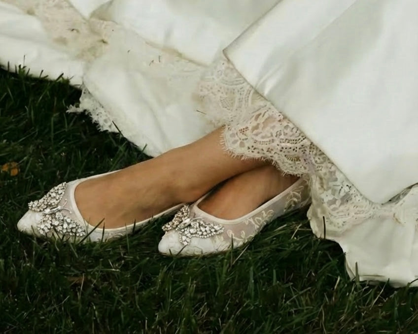 Why Choose Aruna Seth Embellished Butterfly Flats for a Courthouse Wedding | Luxury Bridal Flats USA