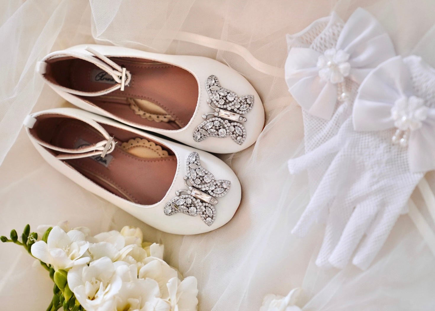 Luxury Ivory Communion Shoes for Girls in the USA: Aruna Seth Butterfly Shoes
