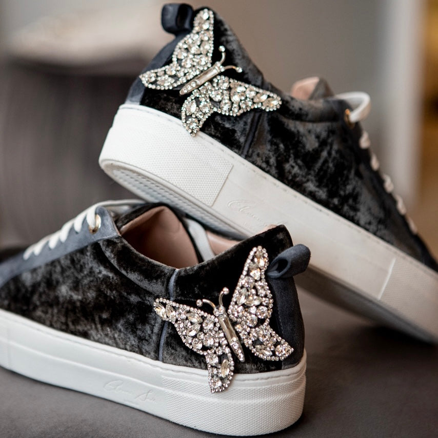 Rocket Grey Velvet Butterfly Sneaker