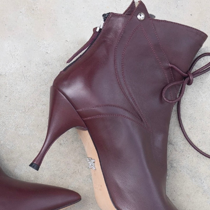 Flame Ankle Boot Burgundy Leather