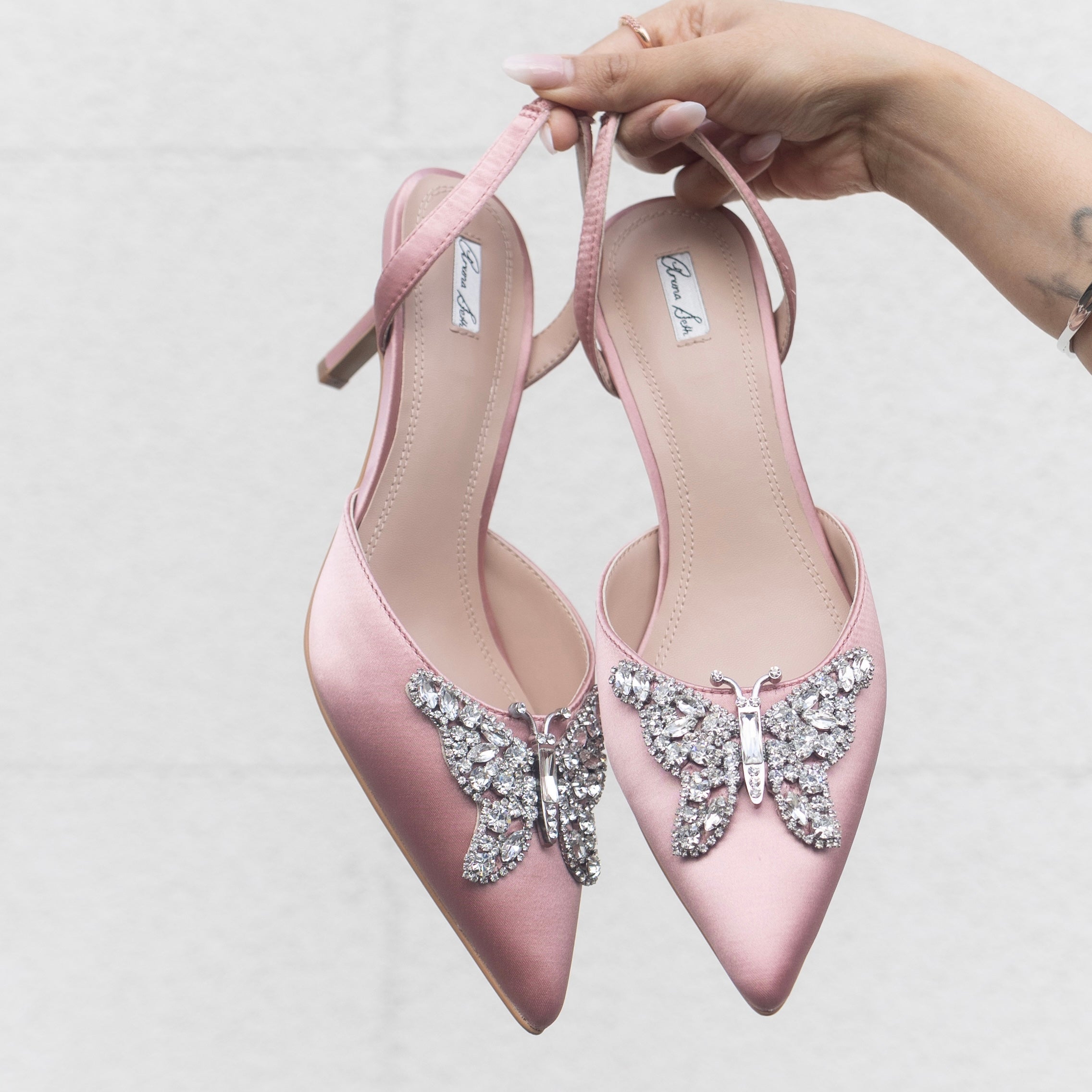 Love Butterfly Slingback Blush Satin