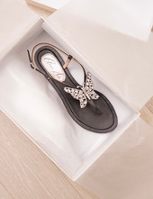 Capri Butterfly T Bar Sandals Black Leather