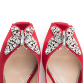 Liana Butterfly Open Toe Flats Red Satin