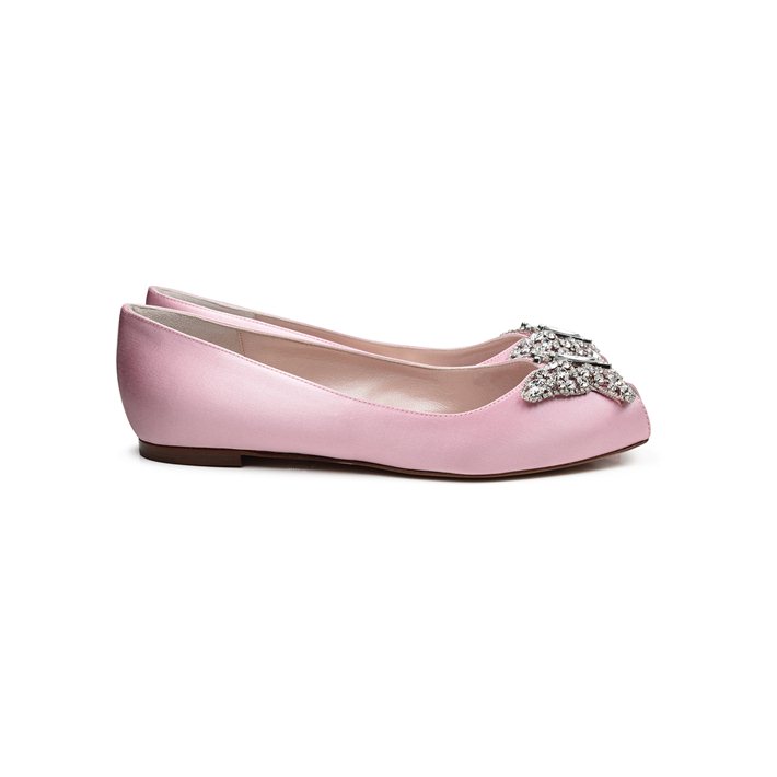 Liana Butterfly Open Toe Flats Baby Pink Satin