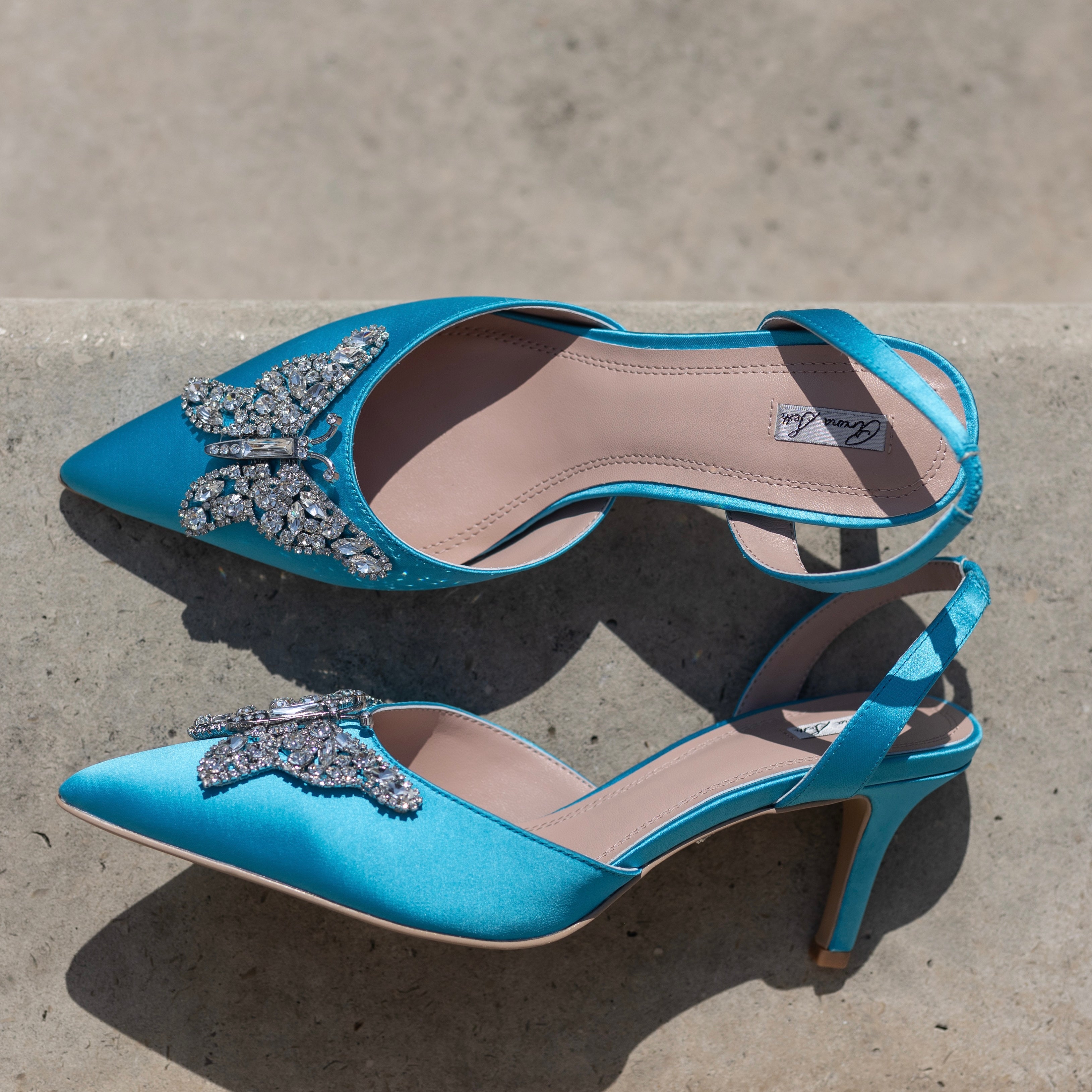 Love Butterfly Slingback Azura Satin