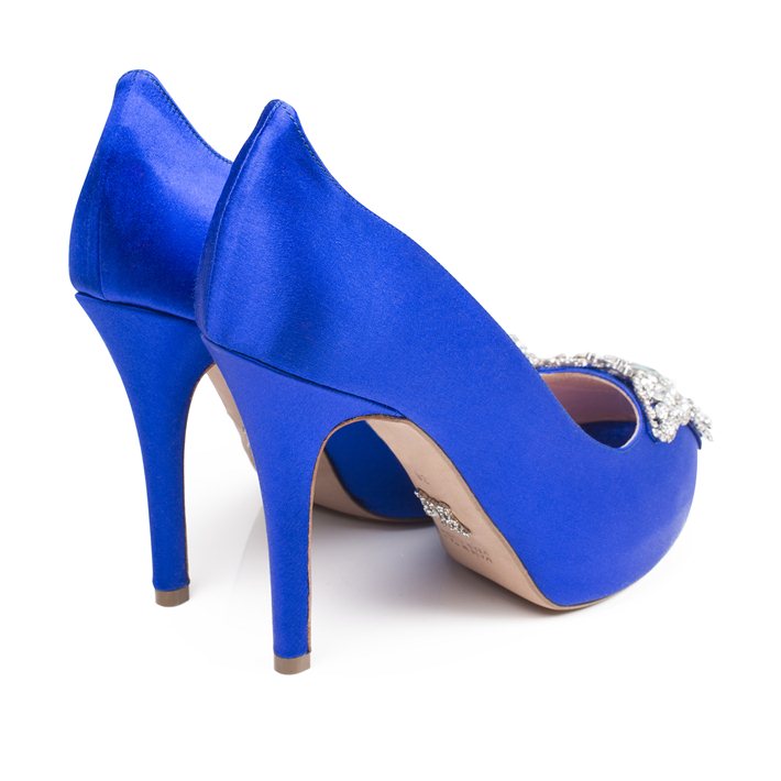 Evi Open Toe Butterfly Heel Cobalt Blue Satin