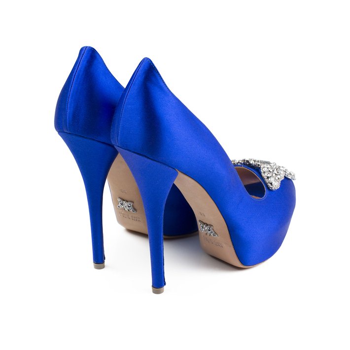 Sky Open Toe Cobalt Blue Satin 130mm