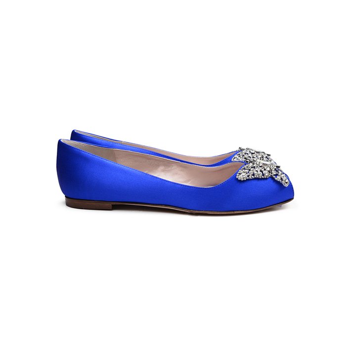 Liana Butterfly Open Toe Flats Cobalt Blue Satin