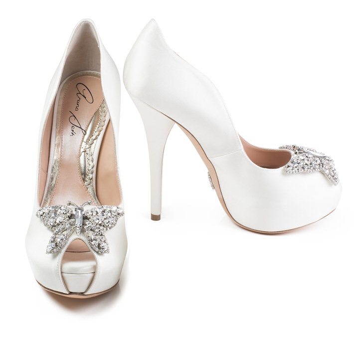 Sky Open Toe Ivory Satin Platform 130mm