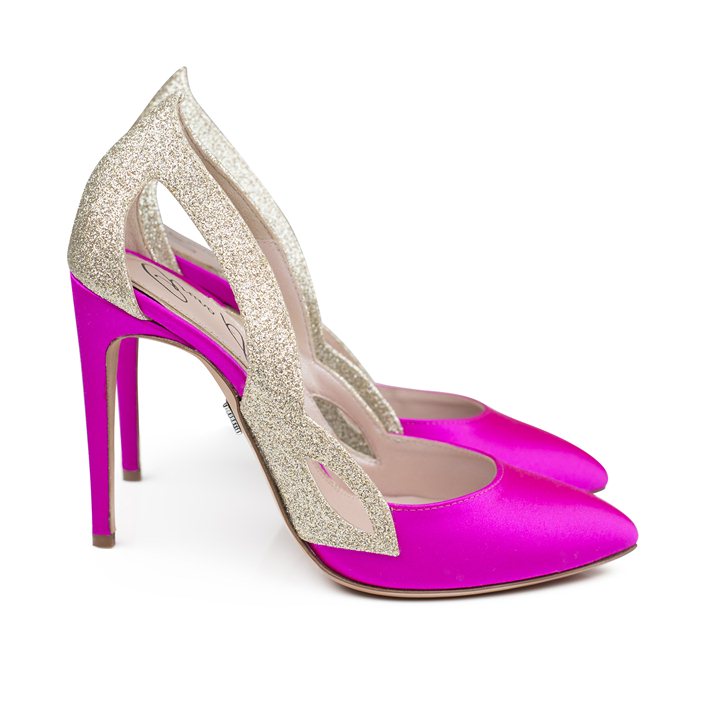 Cosmo Neon Pink Satin Heels