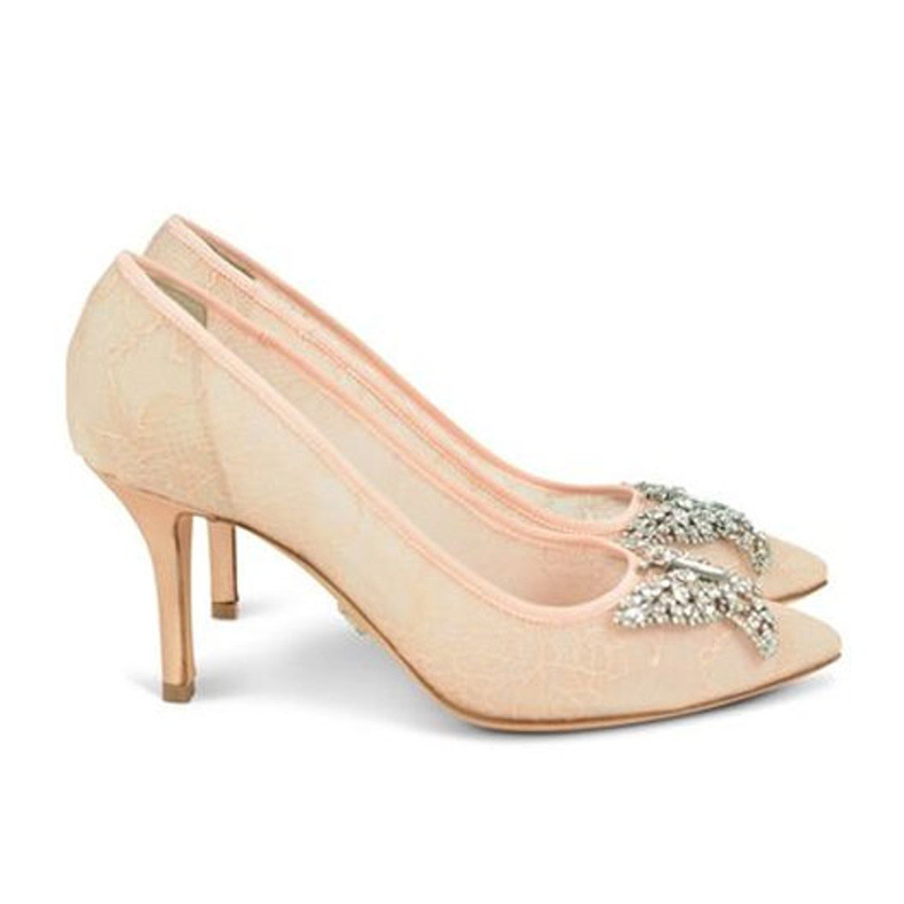 Emilia Butterfly Heels Blush Lace