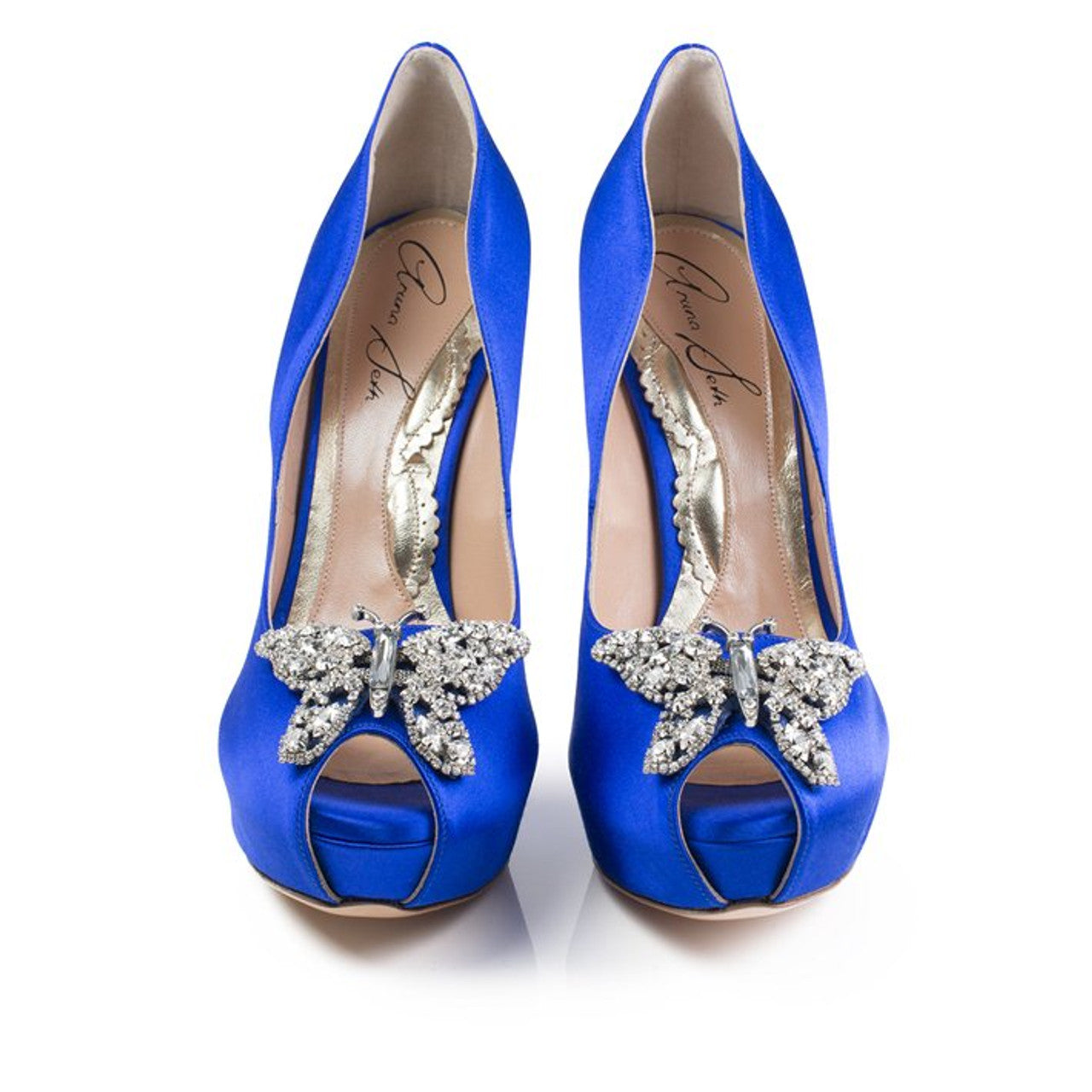 Sky Open Toe Cobalt Blue Satin 130mm