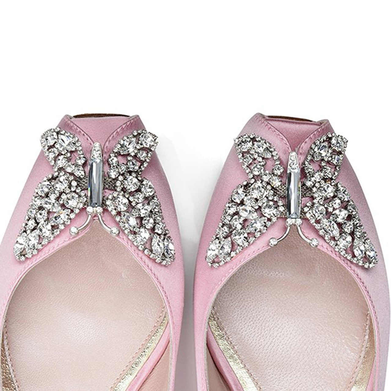 Liana Butterfly Open Toe Flats Baby Pink Satin