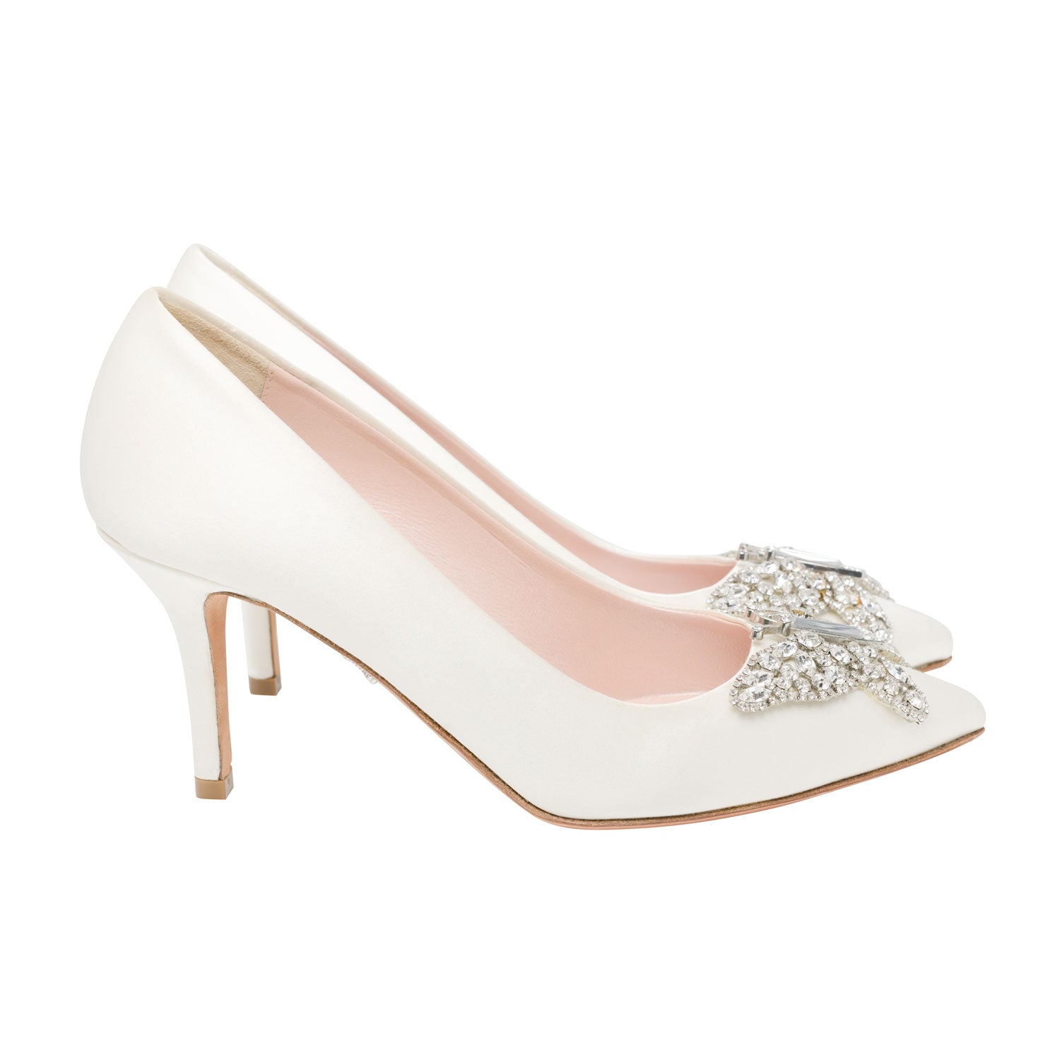 Emilia Butterfly Heel Ivory Satin Bridal Shoes