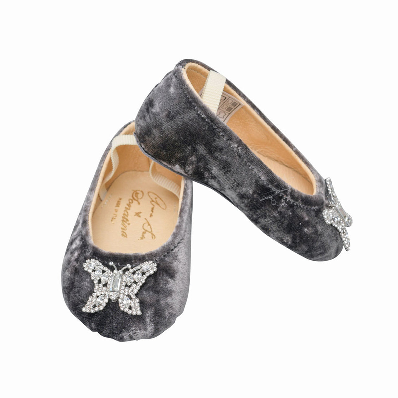 Odette Butterfly Baby Shoes | Grey Velvet