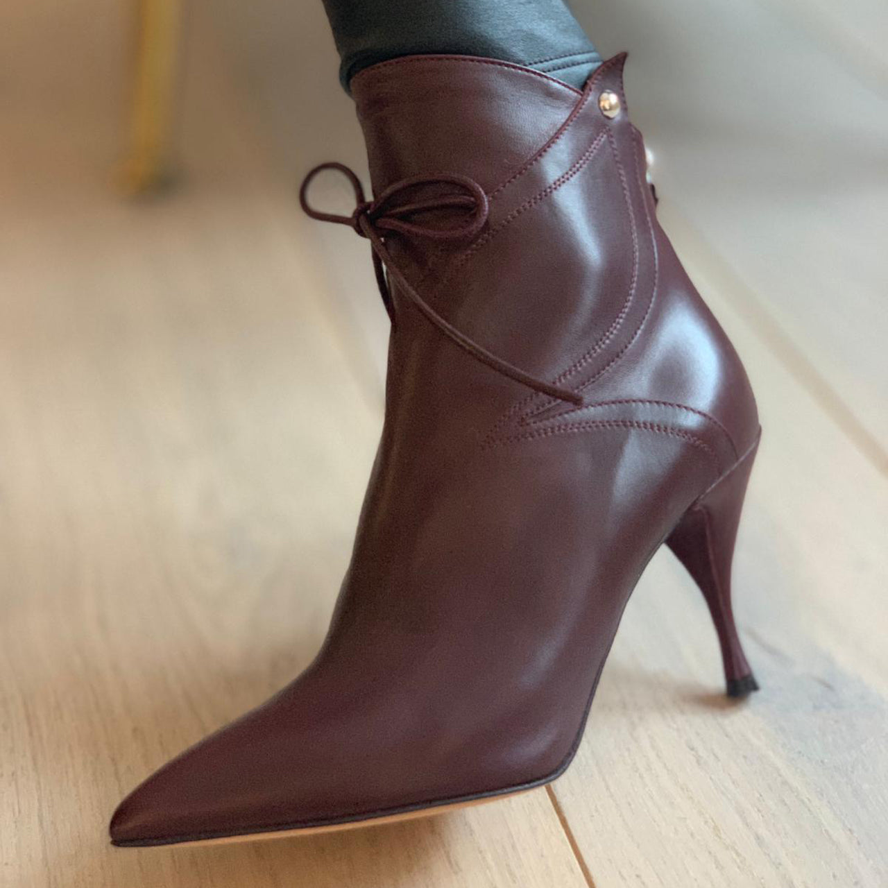 Flame Ankle Boot Burgundy Leather