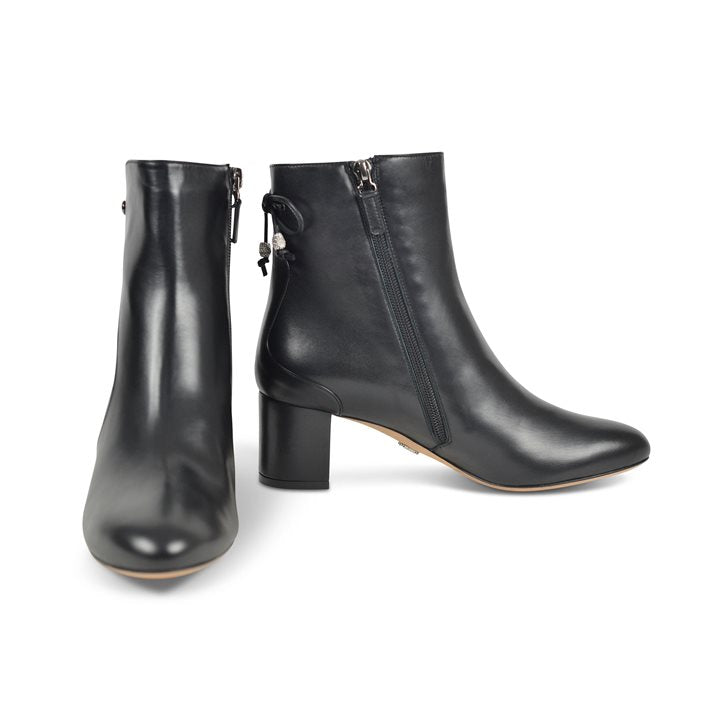 Aida Block Heel Ankle Boot Black Leather