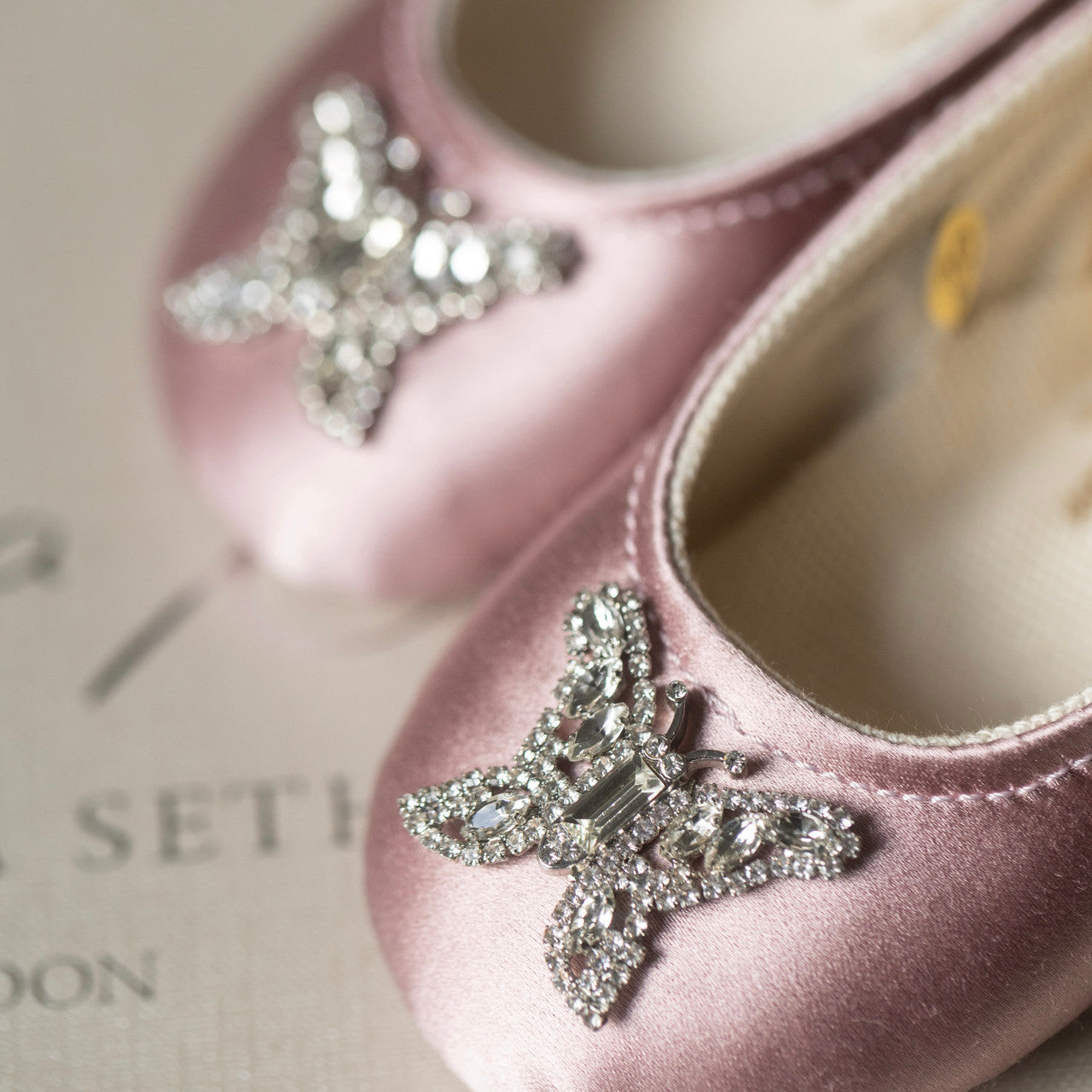 Odette Butterfly Baby Shoes | Blush Pink Satin