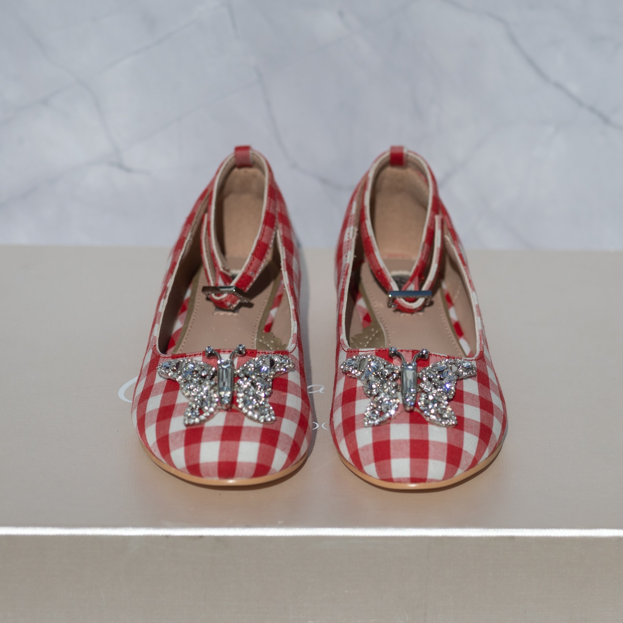 Angelina Butterfly Girls Shoes Red Gingham