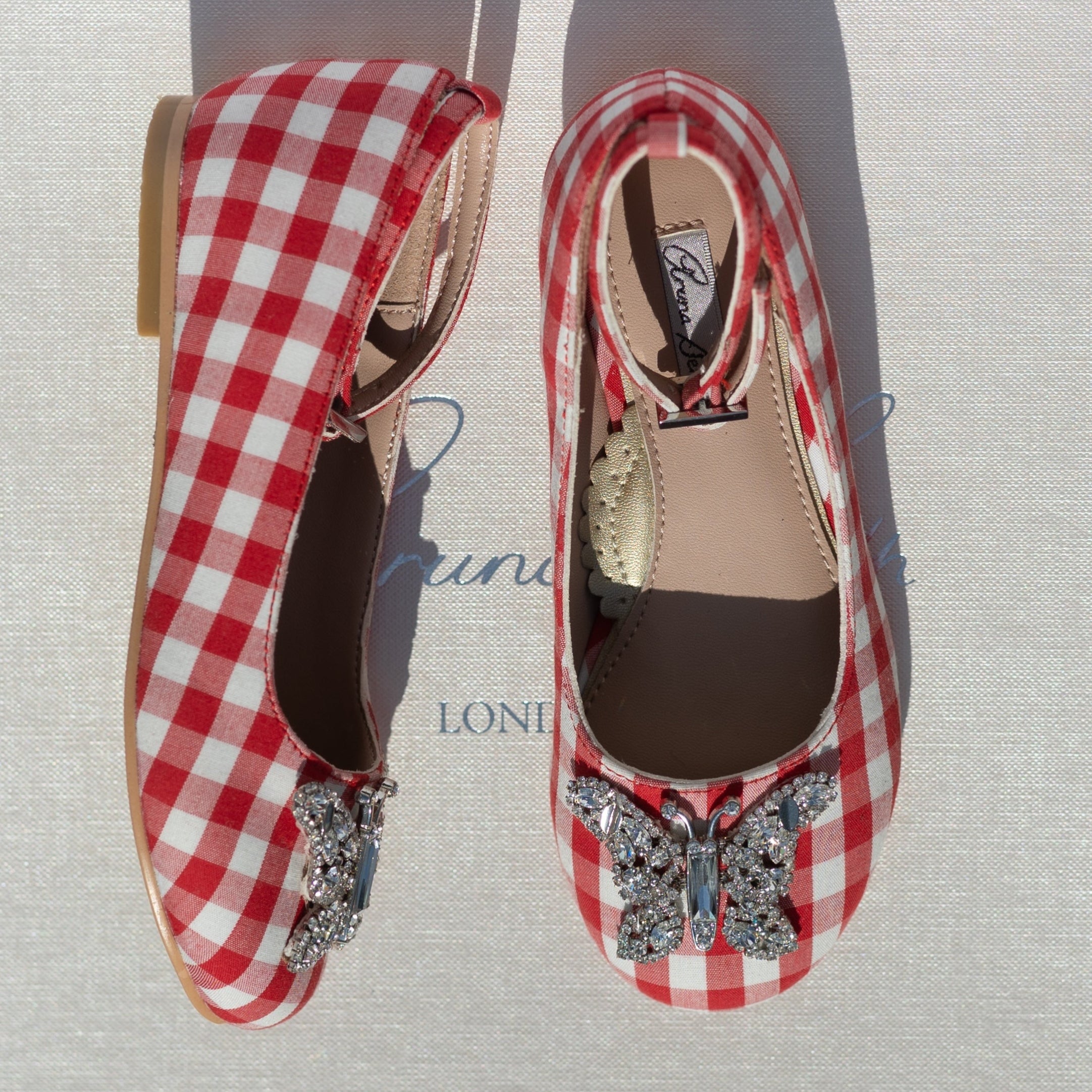 Angelina Butterfly Girls Shoes Red Gingham